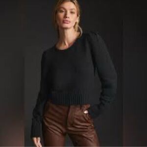 Anthropologie /  Maeve - Black Cropped Knit Sweater - Super Soft - Size Small